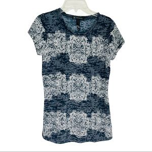 INC Women's Top Blue Size XS Knit Burnout